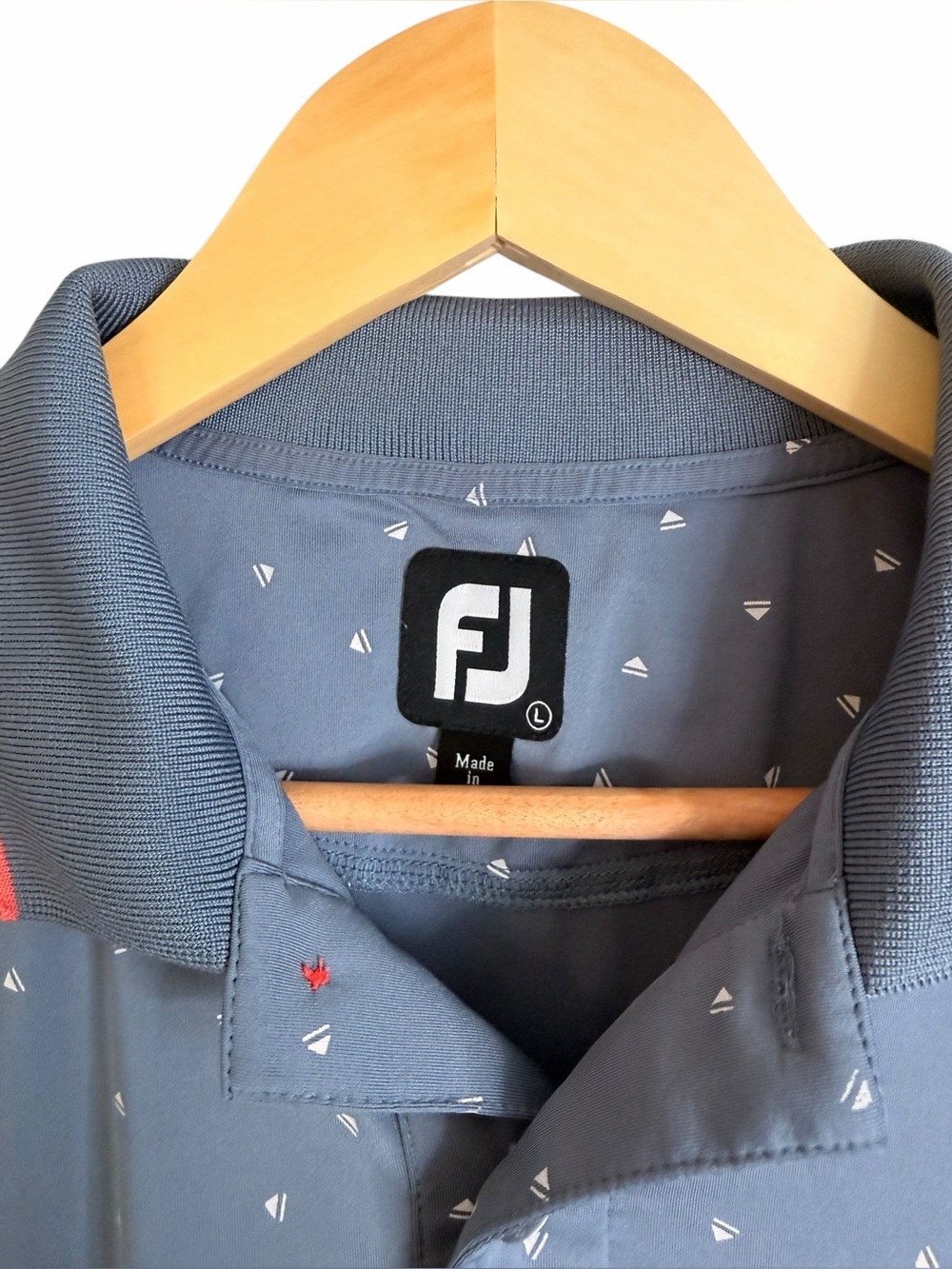 FootJoy Push Play Print Lisle Knit Collar Golf Polo Graphite/White Mens Large - Picture 4 of 9
